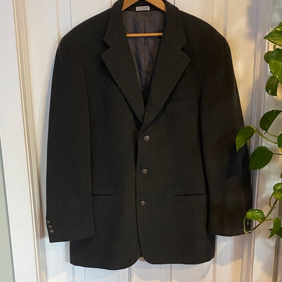 Wool Cashmere Men’s Charcoal Gray Blazer European Style Vintage Old Money - Picture 4 of 14